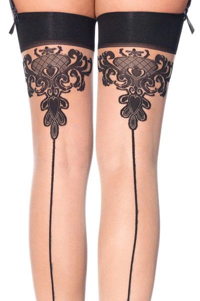 Black Sheer Spandex Backseam Stockings - AMIClubwear