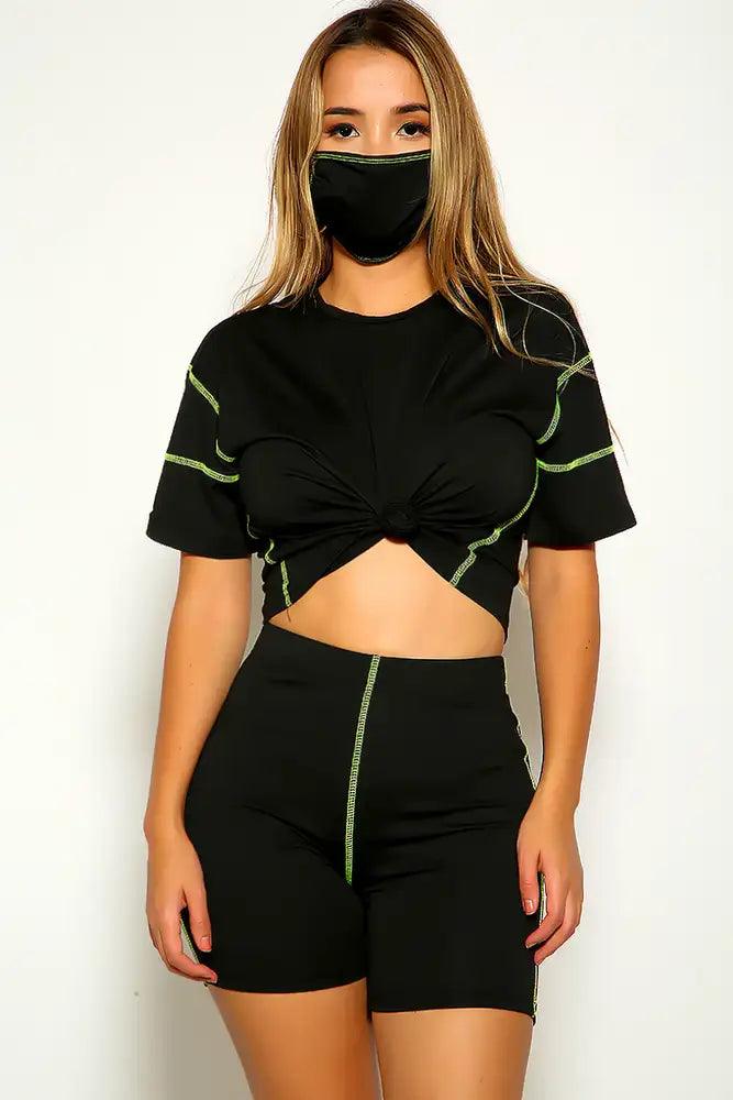 Black Short Sleeve Three Piece Outfit - AMIClubwear