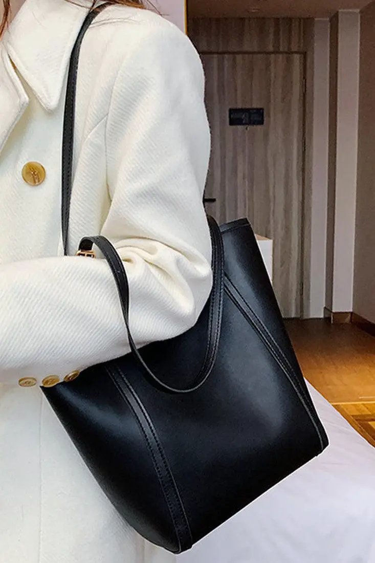Beige Shoulder Strap Tote Bag