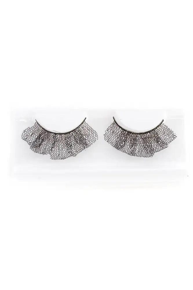 Black Silver Shimmer Netted Faux Eyelashes - AMIClubwear