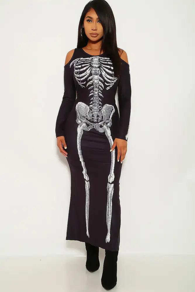 Black Skeleton Print One Piece Costume - AMIClubwear