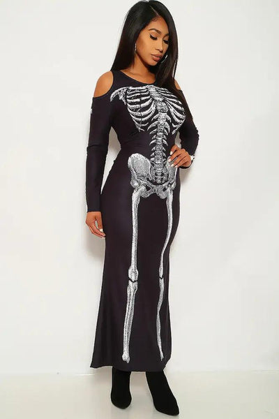 Black Skeleton Print One Piece Costume - AMIClubwear