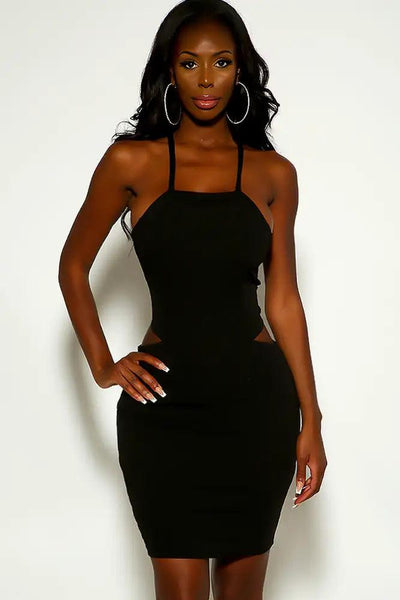 Black Sleeveless Back Lace Up Party Dress - AMIClubwear