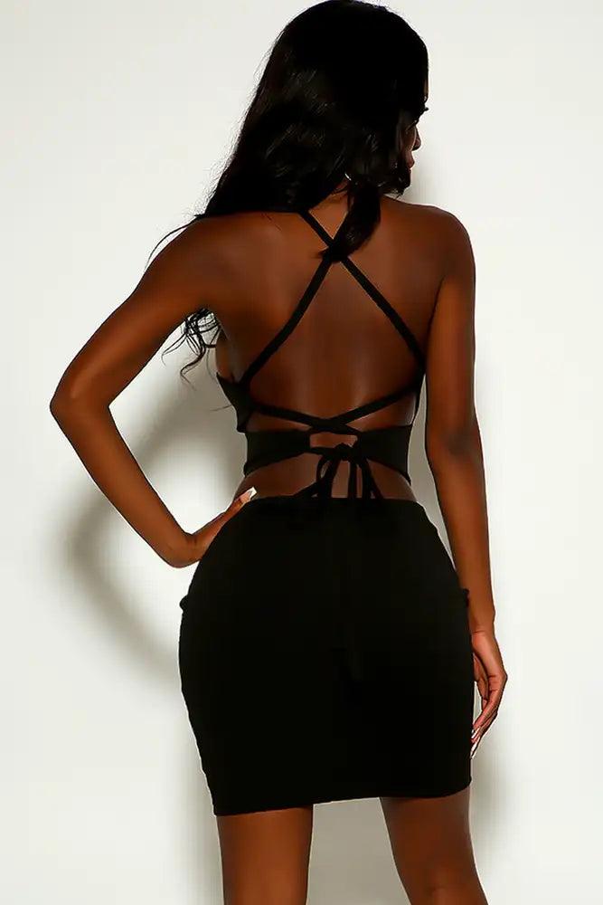 Black Sleeveless Back Lace Up Party Dress - AMIClubwear