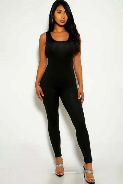 Black Sleeveless Casual Jumpsuit - AMIClubwear
