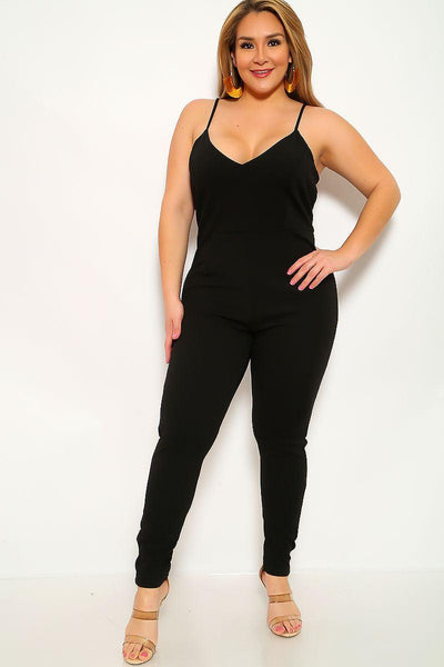 Black Sleeveless Casual Plus Size Jumpsuit - AMIClubwear