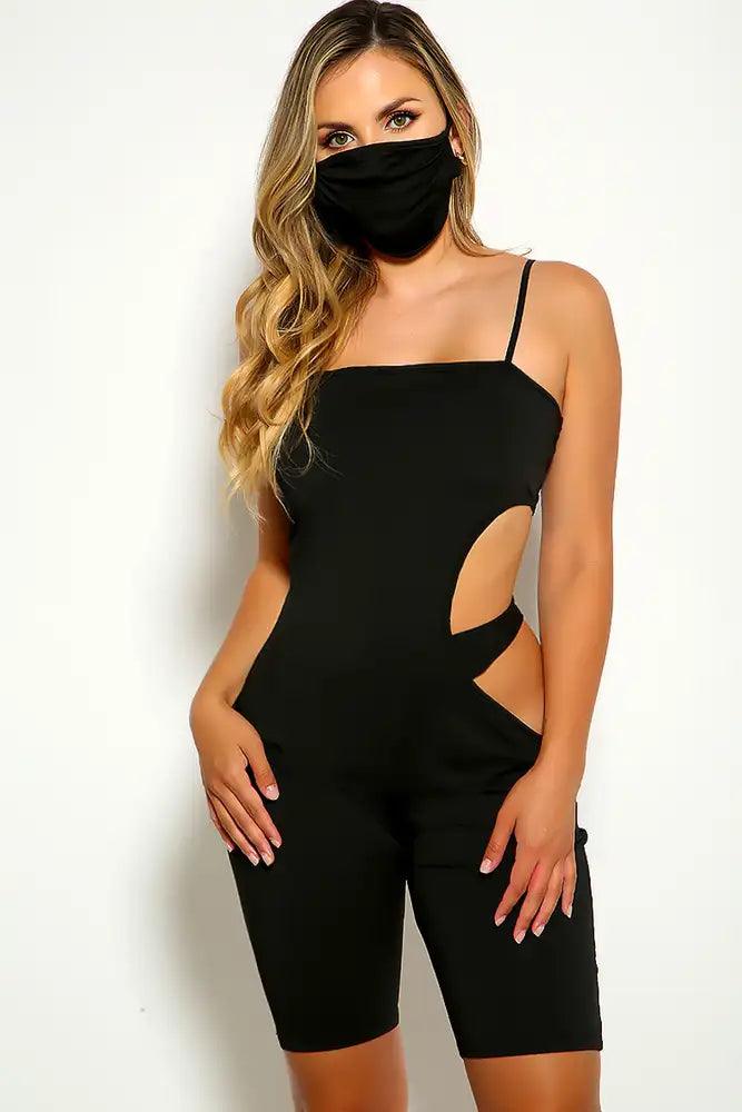 Black Sleeveless Cut Out Romper - AMIClubwear