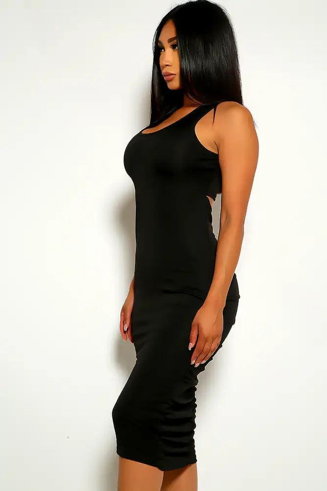 Black Sleeveless Cut Out Ruched Party Dress - AMIClubwear