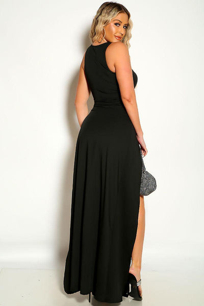 Black Sleeveless Double High Slit Maxi Dress - AMIClubwear