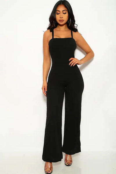 Black Sleeveless Flared Dressy Jumpsuit - AMIClubwear