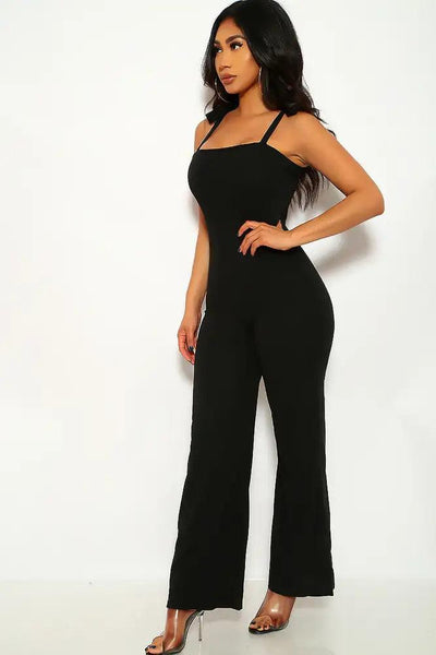 Black Sleeveless Flared Dressy Jumpsuit - AMIClubwear