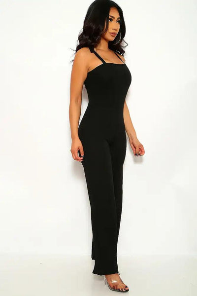 Black Sleeveless Flared Dressy Jumpsuit - AMIClubwear