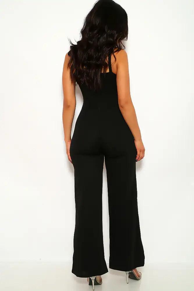 Black Sleeveless Flared Dressy Jumpsuit - AMIClubwear