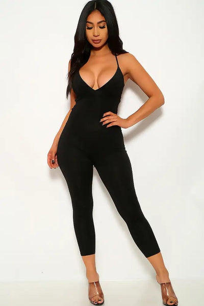 Black Sleeveless Lace Up Jumpsuit - AMIClubwear