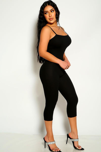 Black Sleeveless Ribbed Casual Jumpsuit - AMIClubwear