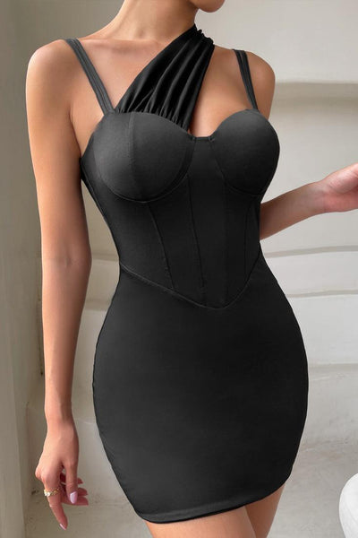 Black Sleeveless Ruched Sexy Party Dress - AMIClubwear