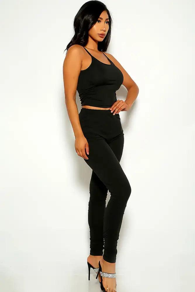 Black Sleeveless Ruched Two Piece Outfit - AMIClubwear