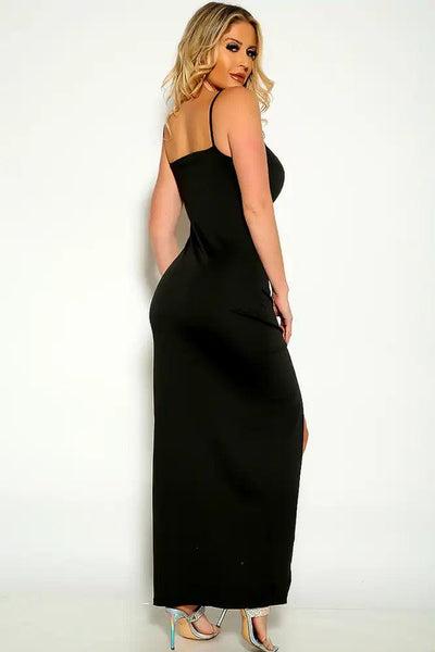 Black Sleeveless Side Slit Maxi Party Dress - AMIClubwear