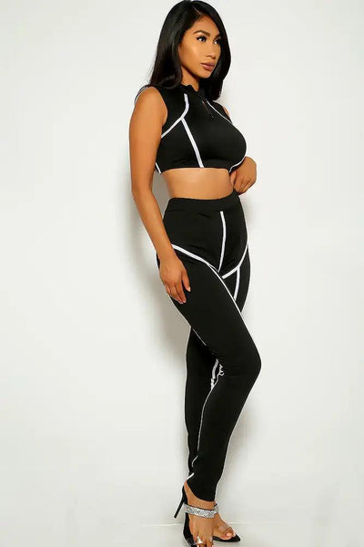 Black Sleeveless Two Piece Outfit - AMIClubwear