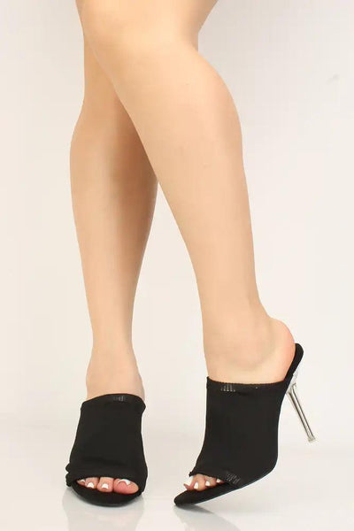 Black Slip On Open Toe High Heels - AMIClubwear