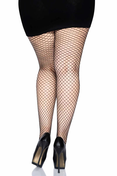 Black Spandex Netted Plus Size Tights - AMIClubwear