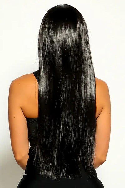 Black Straight Long Hair Wig - AMIClubwear