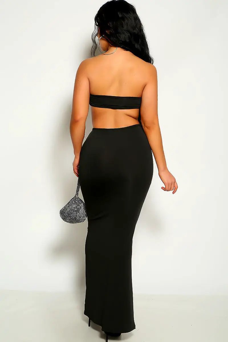 Black Strapless Chain Accent Maxi Party Sexy Dress – AMIClubwear