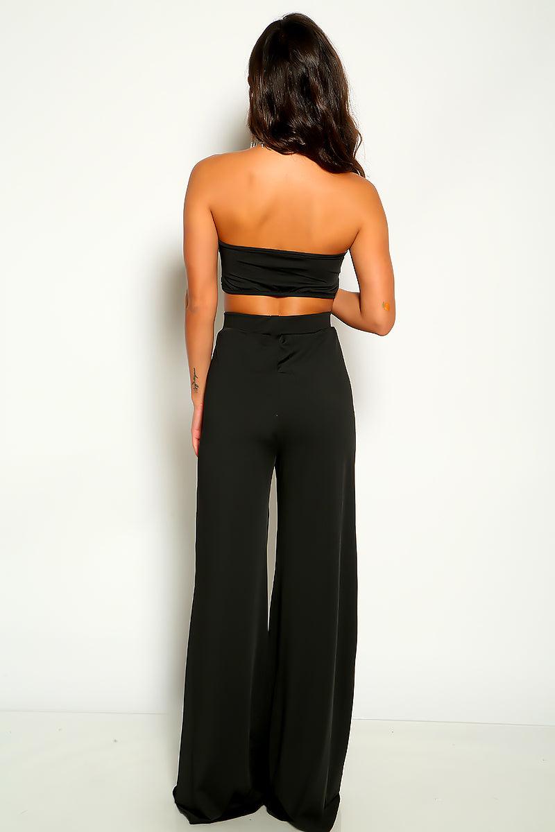 Black Strapless Flared Two Piece Outfit - AMIClubwear