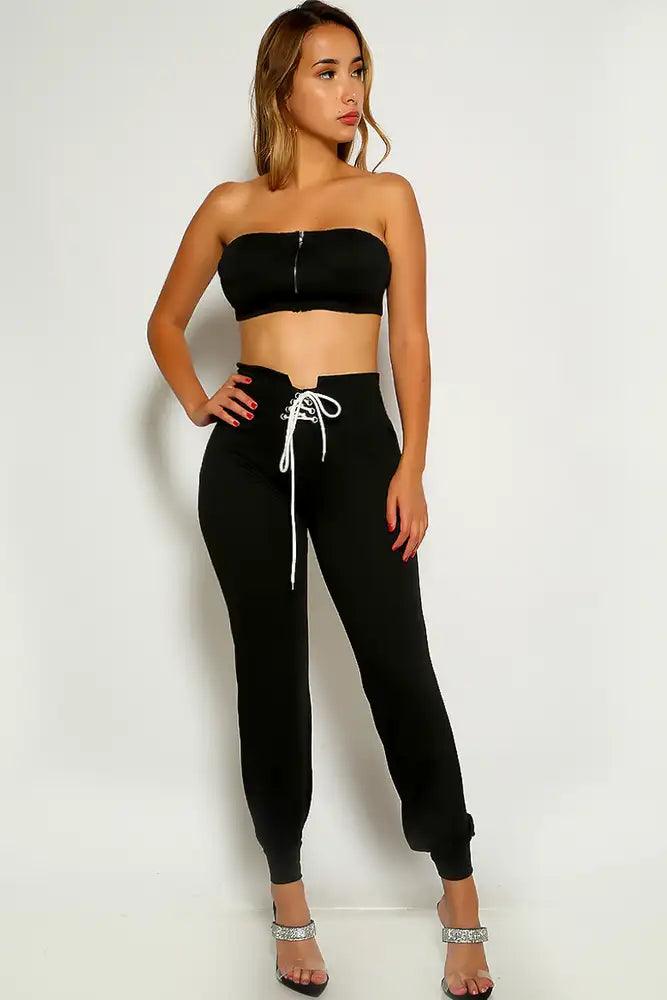 Black Strapless Two Piece Outfit - AMIClubwear