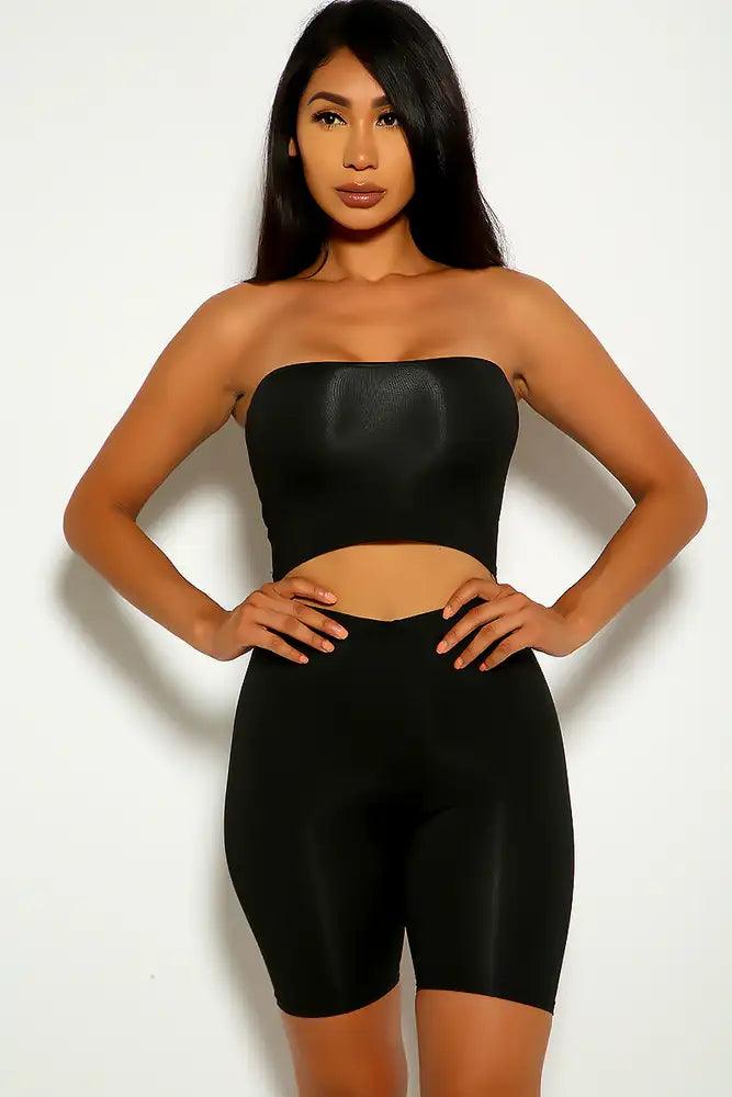 Black Strapless Two Piece Outfit - AMIClubwear