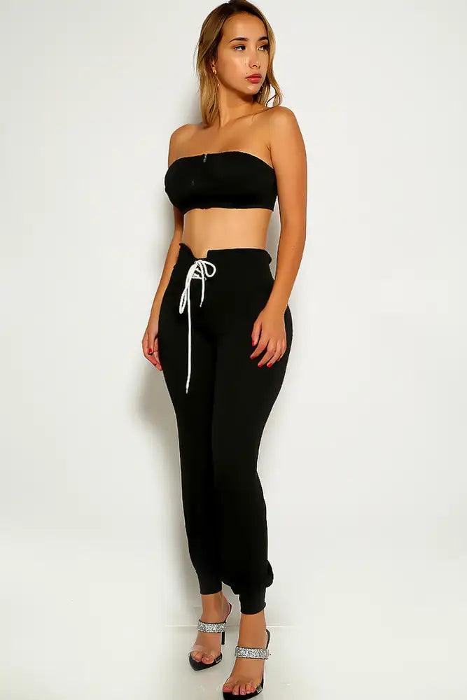 Black Strapless Two Piece Outfit - AMIClubwear