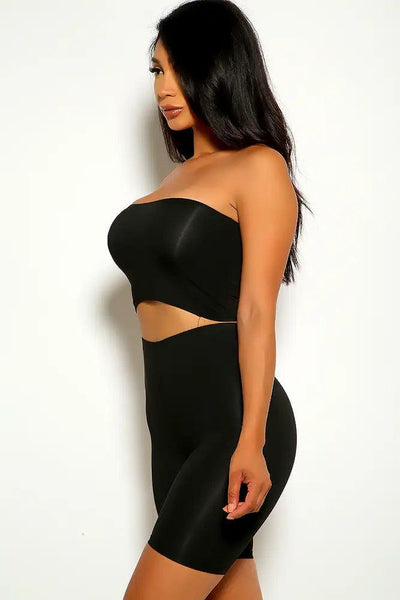 Black Strapless Two Piece Outfit - AMIClubwear