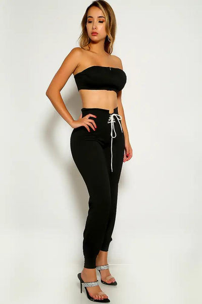 Black Strapless Two Piece Outfit - AMIClubwear