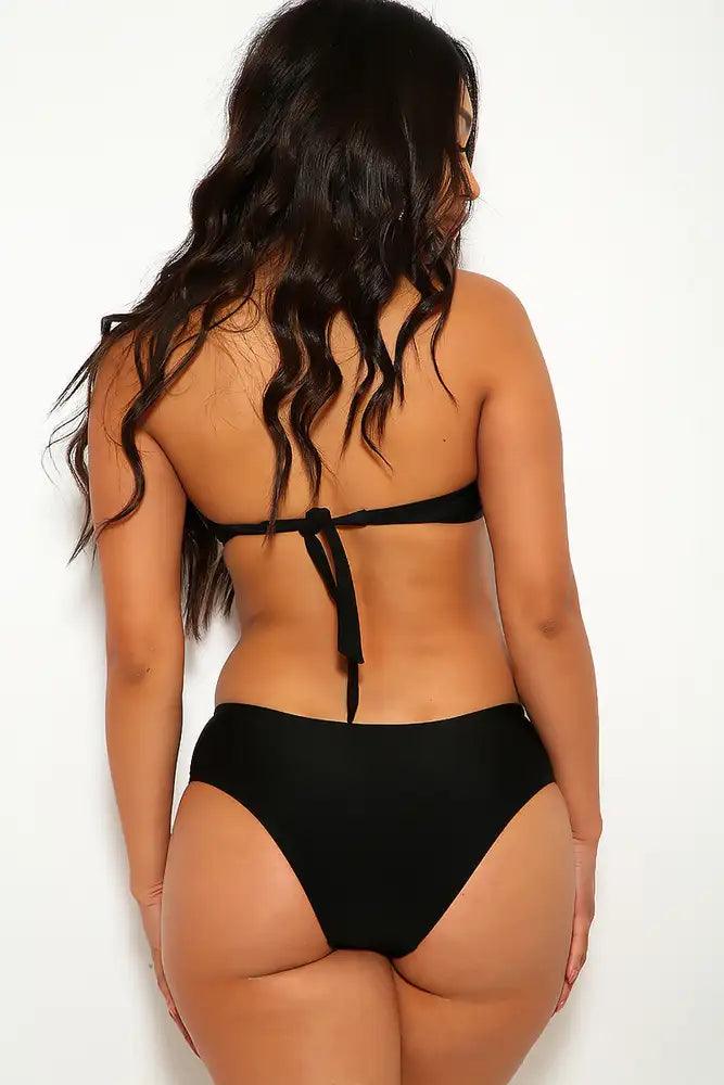 Black Strappy 2 Piece Bandeau Swimsuit - AMIClubwear