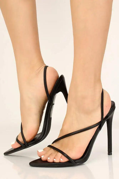 Black Strappy Open Toe High Heels - AMIClubwear