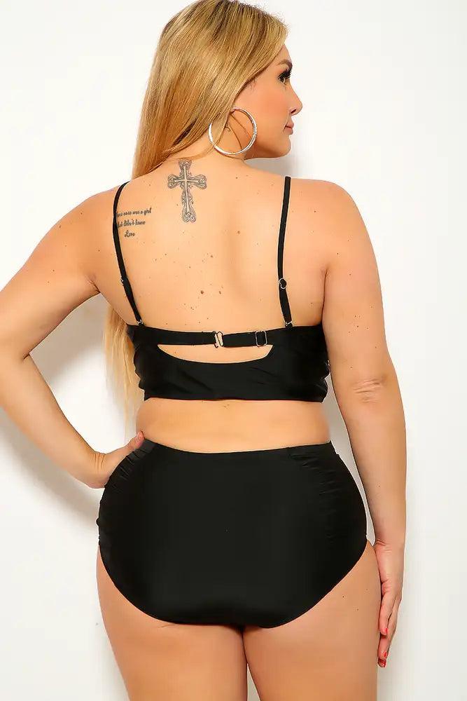 Black Strappy Plus Size Two Piece Swimsuit - AMIClubwear
