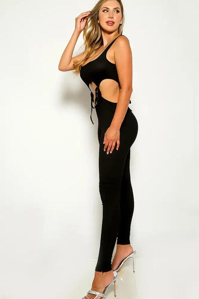 Black Strappy Sleeveless Jumpsuit - AMIClubwear