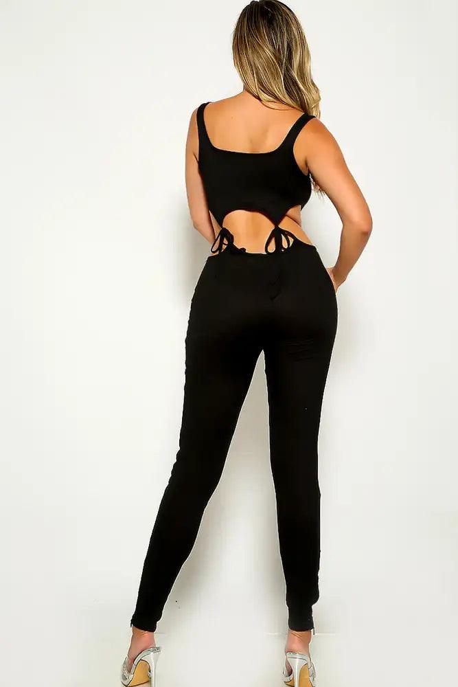 Black Strappy Sleeveless Jumpsuit - AMIClubwear