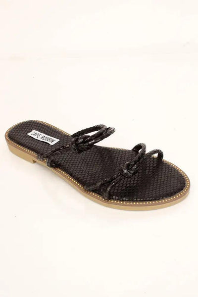 Black Strappy Slip On Sandals - AMIClubwear