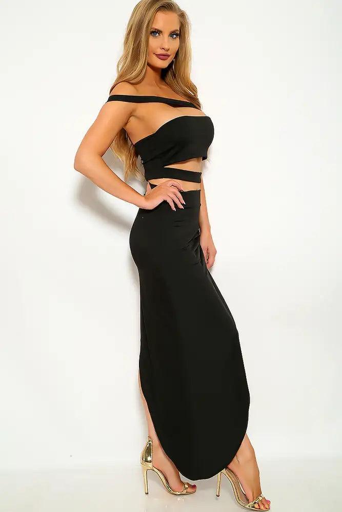 Black Strappy Two Piece Party Dress - AMIClubwear