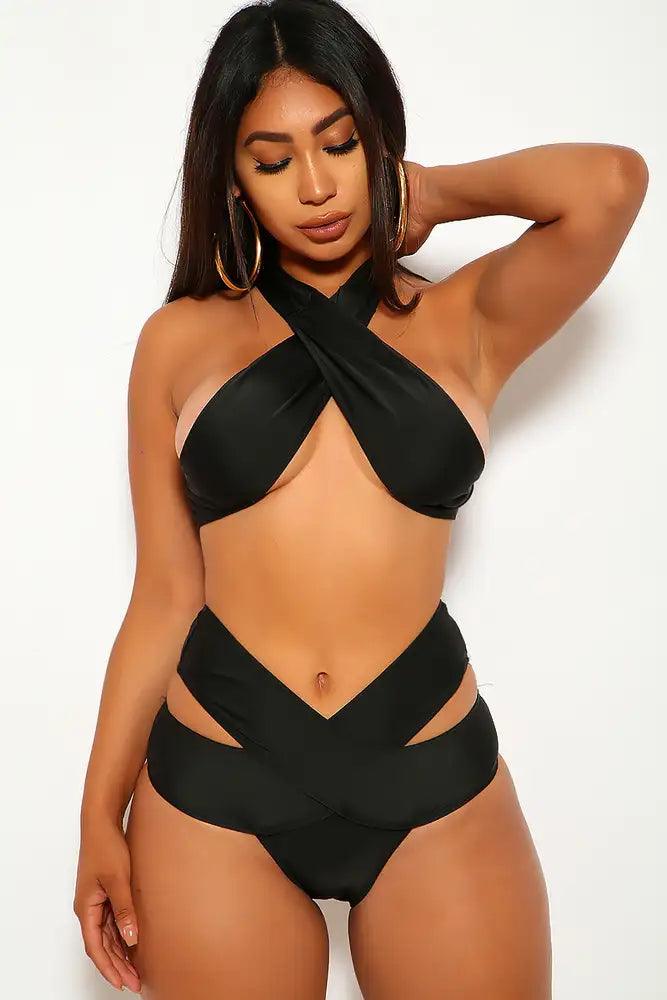 Black Strappy Two Piece Swimsuit - AMIClubwear