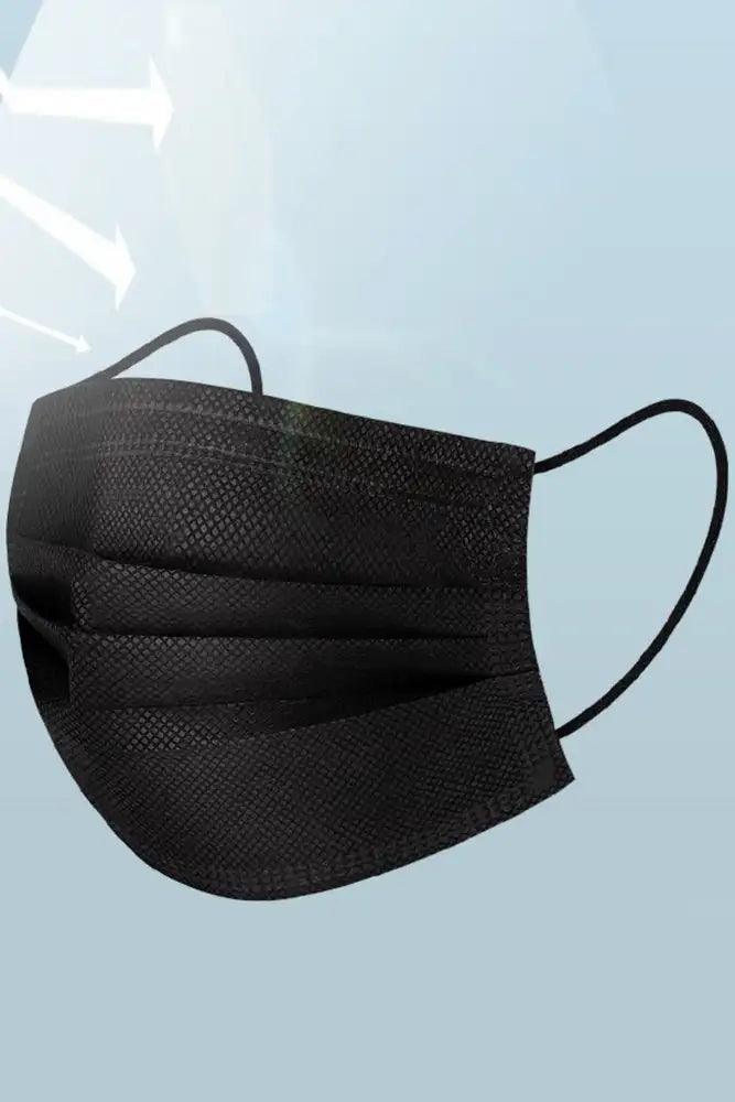 Black Surgical 3 Layer Disposable 10 Piece Face Mask - AMIClubwear