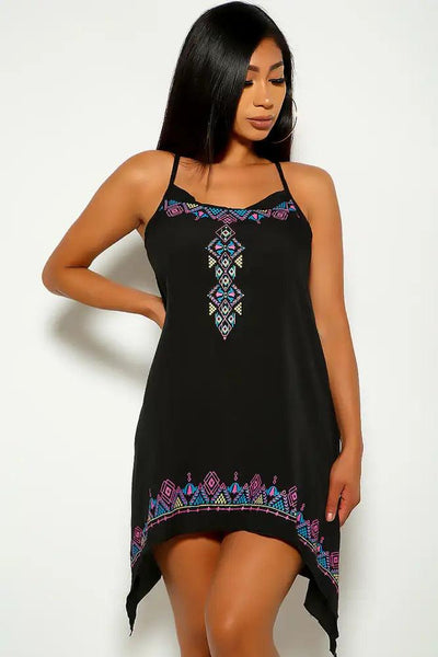 Black Tribal Print Sleeveless Dress - AMIClubwear