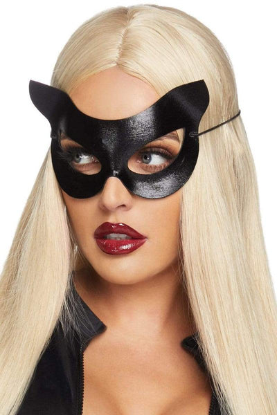 Black Vinyl Kitty Costume Accessory Mask - AMIClubwear