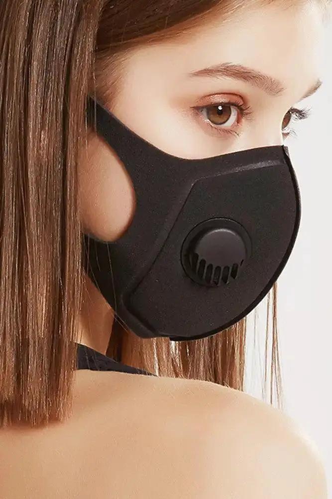 Black Washable Reusable Face Mask W/ Respirator