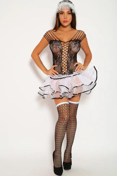 Black White 3pc Sexy Maid Costume - AMIClubwear