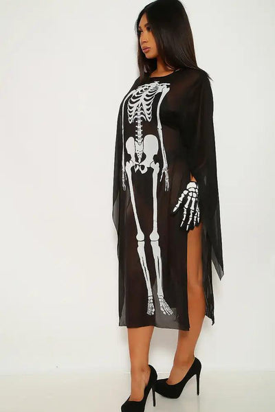 Black White Mesh Bones Two Piece Costume - AMIClubwear