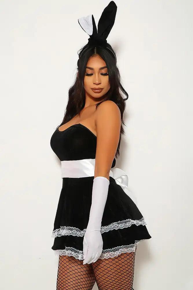 Black White Miss Bunny 3pc Sexy Costume - AMIClubwear