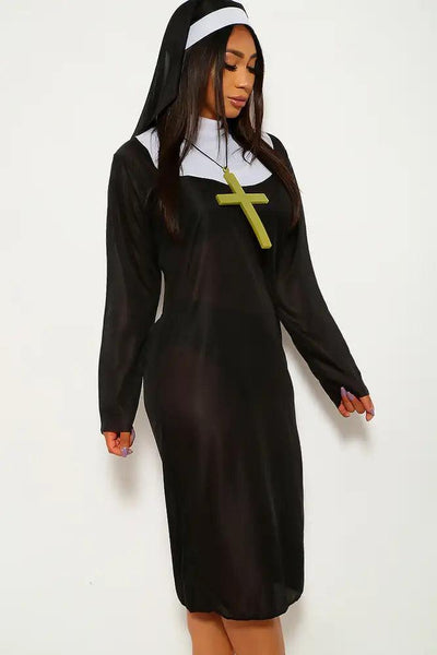Black White Nun Two Piece Costume - AMIClubwear