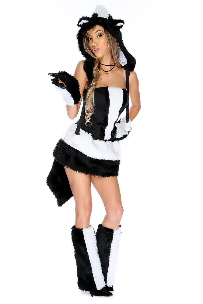 Black White Stinkin Cute 5pc Sexy Animal Costume - AMIClubwear